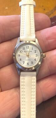 VTG Women's 25mm Silver Tone Waltham Watch, Brown Leather Band